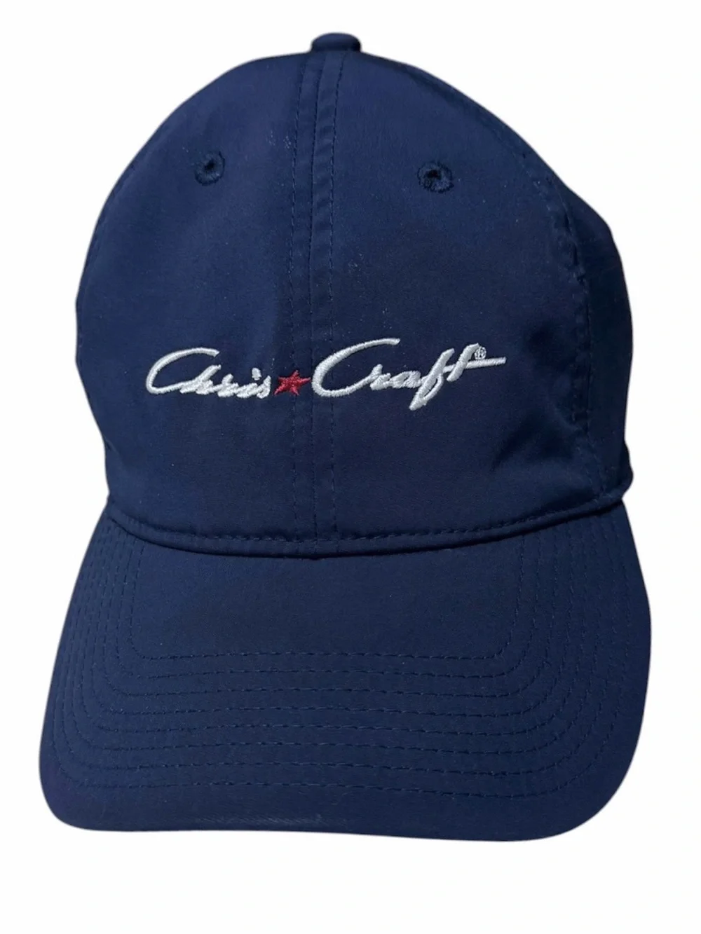 VINTAGE CHRIS-CRAFT BOAT CAP Navy White Red Script Yacht Club Performance Hat